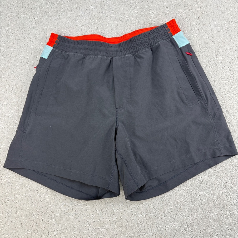 Birddogs Gym Shorts Mens Medium Gray Orange Liner Zipper Pockets 6in Inseam